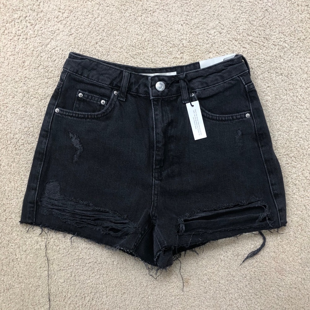 TOPSHOP Black High Waisted Shorts